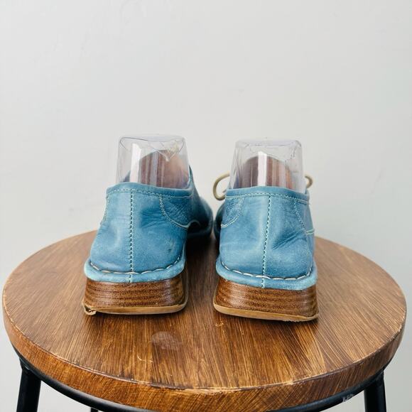 Elle Blue Leather Slip On Lace Up Shoes Women’s Size 8 - Picture 5 of 11